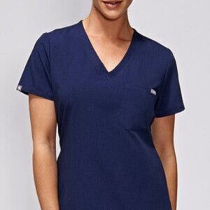 Figs Women's Navy V-Neck One-Pocket Scrubs Top